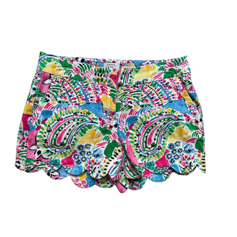 Crown & Ivy "Shelby" Scalloped Hem Shorts, Size 2